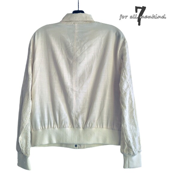 7 for ALL MANKIND NEW Romantic Eyelet Sleeves Zip Flap Pocket Bomber Jacket S - Picture 10 of 12